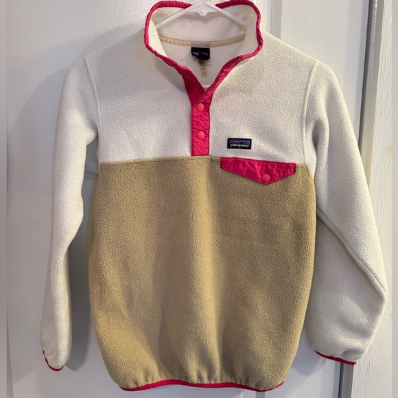 Patagonia Lightweight Synchilla Snap-T Pullover Pink Tan Colorblock Large 12
